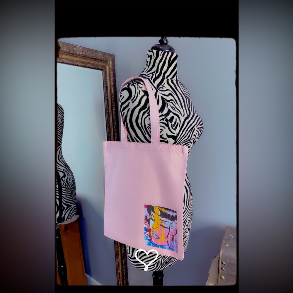 Stylish Pink Artistic Canvas Tote Bag